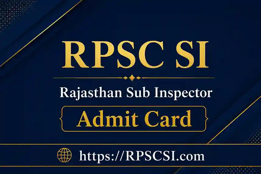 RPSC SI Admit Card 2026: Download Sub Inspector Hall Ticket Now, Release Date